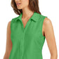 Camisa feminina sem mangas Charter Club Cotton Piquet, verde, tamanho 14