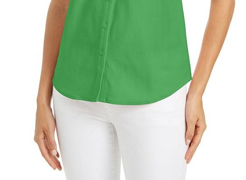 Camisa feminina sem mangas Charter Club Cotton Piquet, verde, tamanho 14