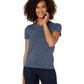 Camiseta feminina com estampa floral e gola redonda Lucky Brand, azul, tamanho grande