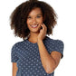Camiseta feminina com estampa floral e gola redonda Lucky Brand, azul, tamanho grande