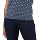 Camiseta feminina com estampa floral e gola redonda Lucky Brand, azul, tamanho grande
