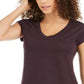 Blusa feminina Ideology Essential com decote em V mesclado, roxa, tamanho médio