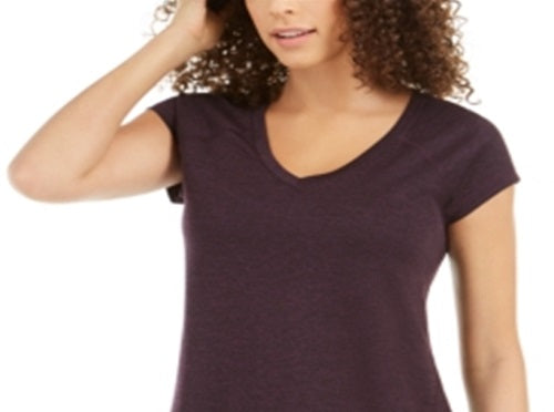 Blusa feminina Ideology Essential com decote em V mesclado, roxa, tamanho médio