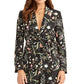Blazer feminino Rachel Roy com botões florais elásticos para usar no trabalho, preto, tamanho 4