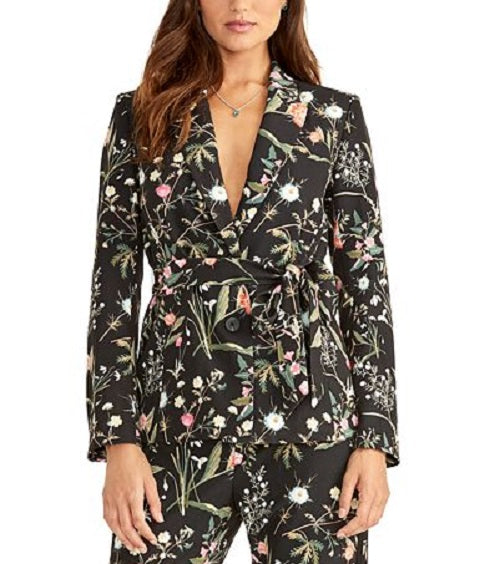 Blazer feminino Rachel Roy com botões florais elásticos para usar no trabalho, preto, tamanho 4