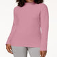 Blusa de gola alta de algodão Karen Scott feminina, rosa, tamanho X-S