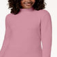 Blusa de gola alta de algodão Karen Scott feminina, rosa, tamanho X-S
