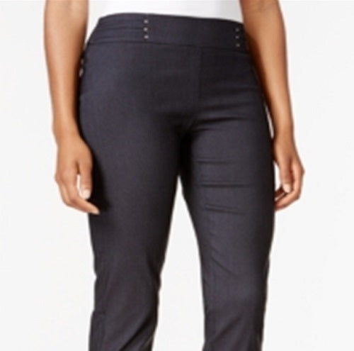 Calça feminina com tachas JM Collection, azul marinho, tamanho pequeno G