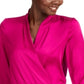 INC International Concepts Top Feminino de Cetim com Sobrepeliz Rosa Tamanho X-Grande