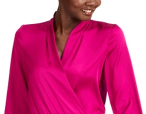 INC International Concepts Top Feminino de Cetim com Sobrepeliz Rosa Tamanho X-Grande
