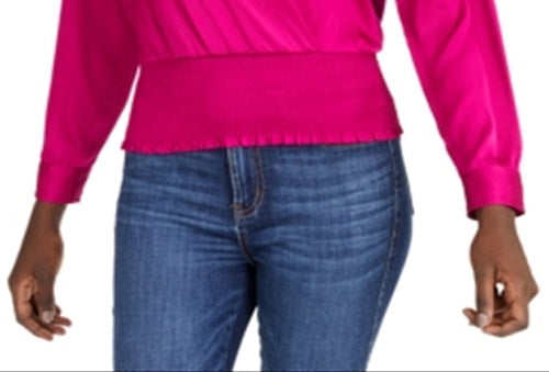 INC International Concepts Top Feminino de Cetim com Sobrepeliz Rosa Tamanho X-Grande
