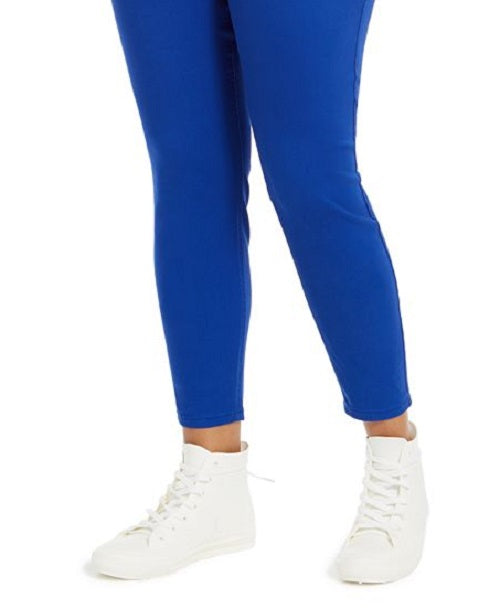 Calça jeans skinny plus size feminina rosa celebridade, cintura alta, azul, tamanho 14
