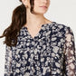 Top feminino estampado Charter Club Pintuck azul tamanho XX-G