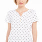 Camiseta Henley com estampa de abelha feminina Karen Scott, branca, tamanho grande