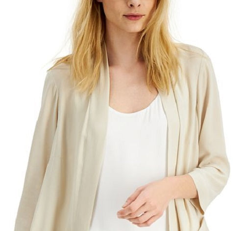 Cardigan feminino Alfani com frente aberta e tecido marrom, tamanho XX-G