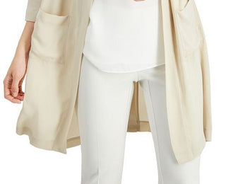 Cardigan feminino Alfani com frente aberta e tecido marrom, tamanho XX-G