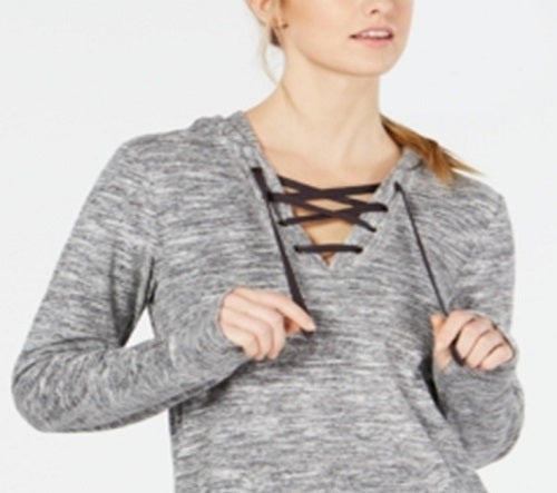 Suéter com capuz e manga comprida Ideology feminino cinza tamanho XX-G