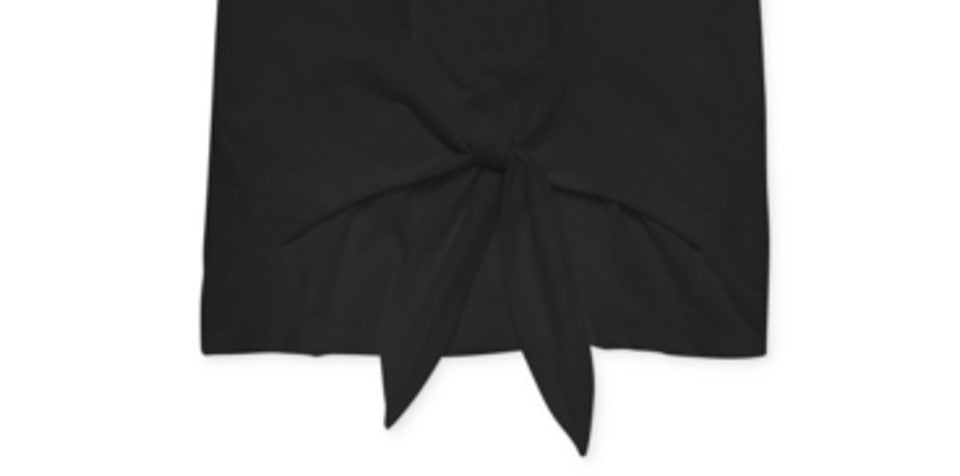 Inc International Concepts Camiseta Feminina Preta Pequena Amarrada na Frente Manga Curta Lisa Tamanho P