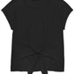 Inc International Concepts Camiseta Feminina Preta Pequena Amarrada na Frente Manga Curta Lisa Tamanho P