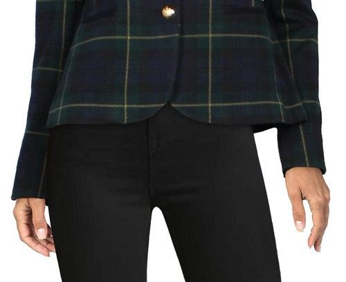 Ralph Lauren Blazer Xadrez Jacquard Feminino Preto Tamanho Pequeno Médio