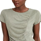 INC International Concepts Top feminino Earth franzido verde tamanho extragrande