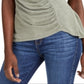 INC International Concepts Top feminino Earth franzido verde tamanho extragrande