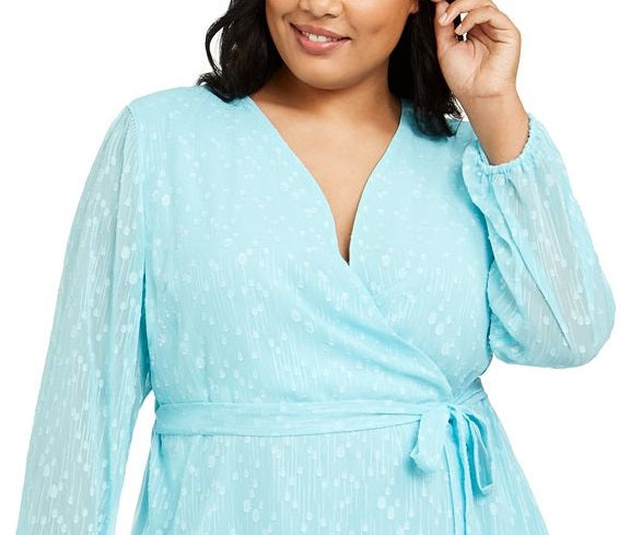 Blusa texturizada feminina Charter Club Plus, azul, tamanho 1X