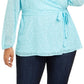 Blusa texturizada feminina Charter Club Plus, azul, tamanho 1X