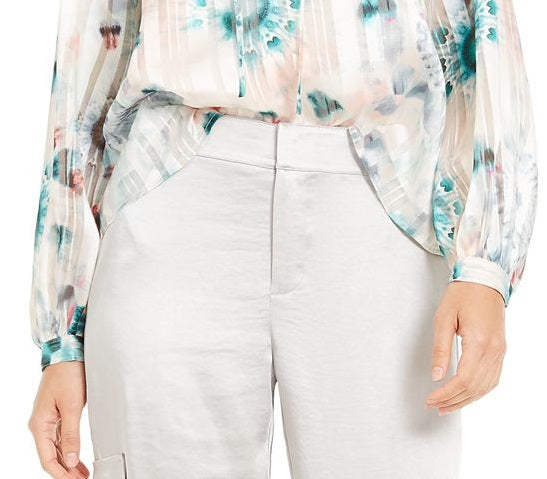 INC International Concepts Top feminino metálico tie-dye camponês branco tamanho extrapequeno