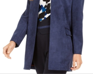 Jaqueta Calvin Klein Feminina de Camurça Sintética com Frente Aberta Azul Tamanho 16