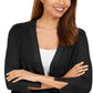 Cardigan feminino JM Collection com mangas divididas e nervuras mistas, preto, tamanho pequeno