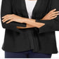 Cardigan feminino JM Collection com mangas divididas e nervuras mistas, preto, tamanho pequeno