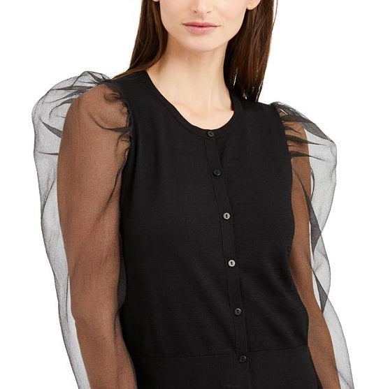 Cardigan feminino com manga trançada da INC International Concepts, preto, tamanho médio