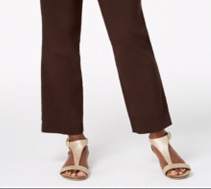 Calça feminina justa com controle de barriga e alças finas JM Collection, tamanho pequeno, marrom