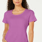 Karen Scott Blusa feminina de manga curta e decote redondo, roxa, tamanho grande