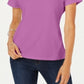 Karen Scott Blusa feminina de manga curta e decote redondo, roxa, tamanho grande