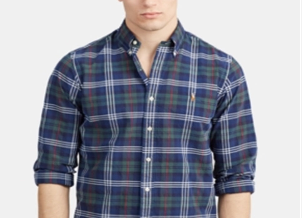 Camisa Oxford Clássica Masculina Polo Ralph Lauren Azul Tamanho XX-G