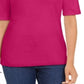 Karen Scott Top Feminino de Algodão com Decote em Fechadura Rosa Tamanho X-G