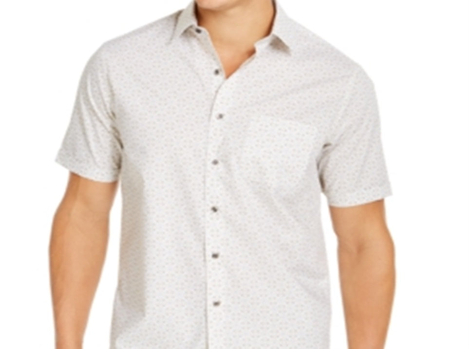 Camisa masculina de algodão Latenito com estampa de botões, tamanho X-G, branca, Tasso Elba