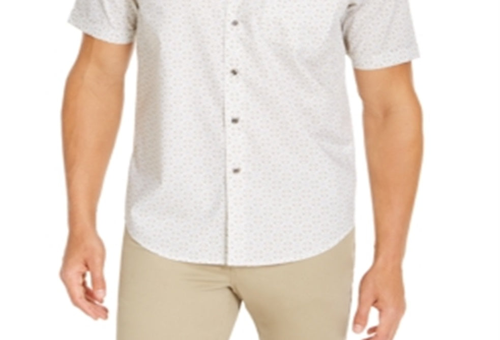 Camisa masculina de algodão Latenito com estampa de botões, tamanho X-G, branca, Tasso Elba