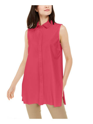 Blusa feminina Alfani com botões e sem mangas, tamanho X-G, vermelha