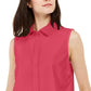Blusa feminina Alfani com botões e sem mangas, tamanho X-G, vermelha