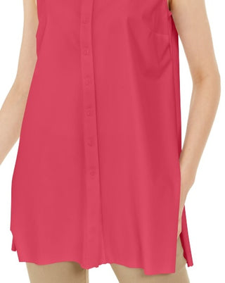 Blusa feminina Alfani com botões e sem mangas, tamanho X-G, vermelha