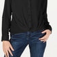 Camisa feminina com frente torcida da INC International Concepts, preta, tamanho 1X