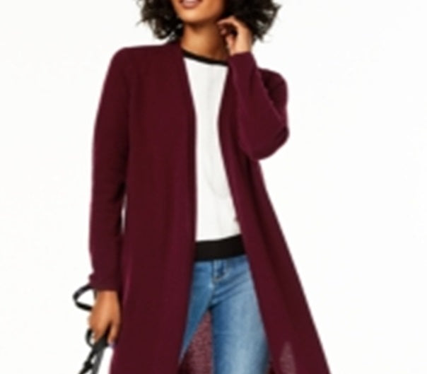 Cardigan feminino Charter Club Pure Cashmere Duster vermelho tamanho XS