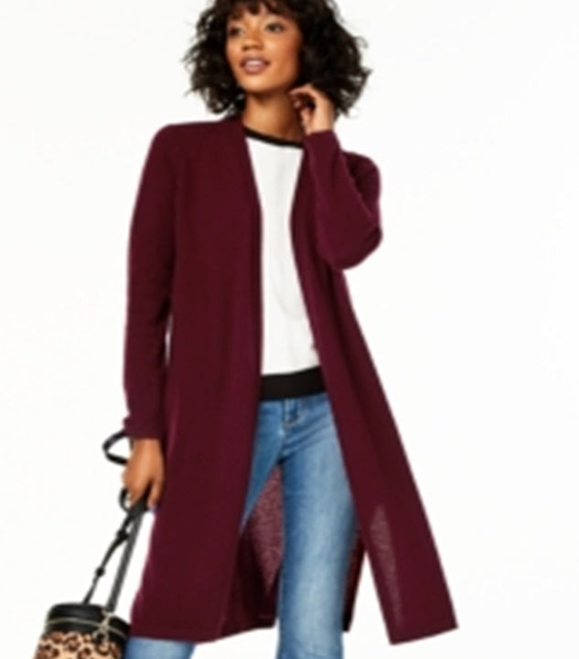 Cardigan feminino Charter Club Pure Cashmere Duster vermelho tamanho XS
