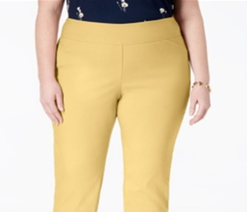 Calça feminina Charter Club Cambridge Tummy Control, amarela, tamanho 20W