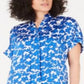 Blusa feminina Alfani estampada manga curta azul tamanho pequeno P