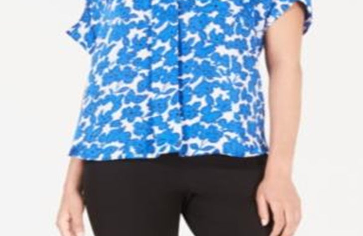 Blusa feminina Alfani estampada manga curta azul tamanho pequeno P