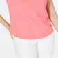 Camiseta feminina Maison Jules com decote em V e bolso aplicado, rosa, tamanho XX-G